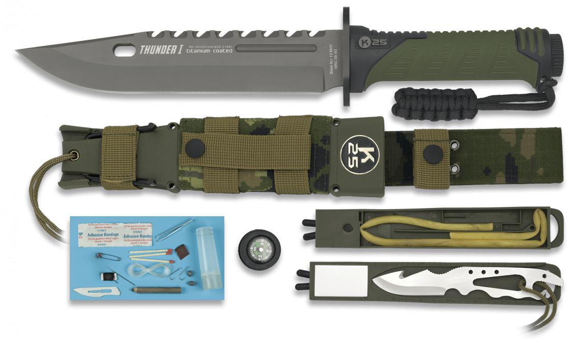 K25 THUNDER I faca tática de camuflagem com lâmina de 20 cm