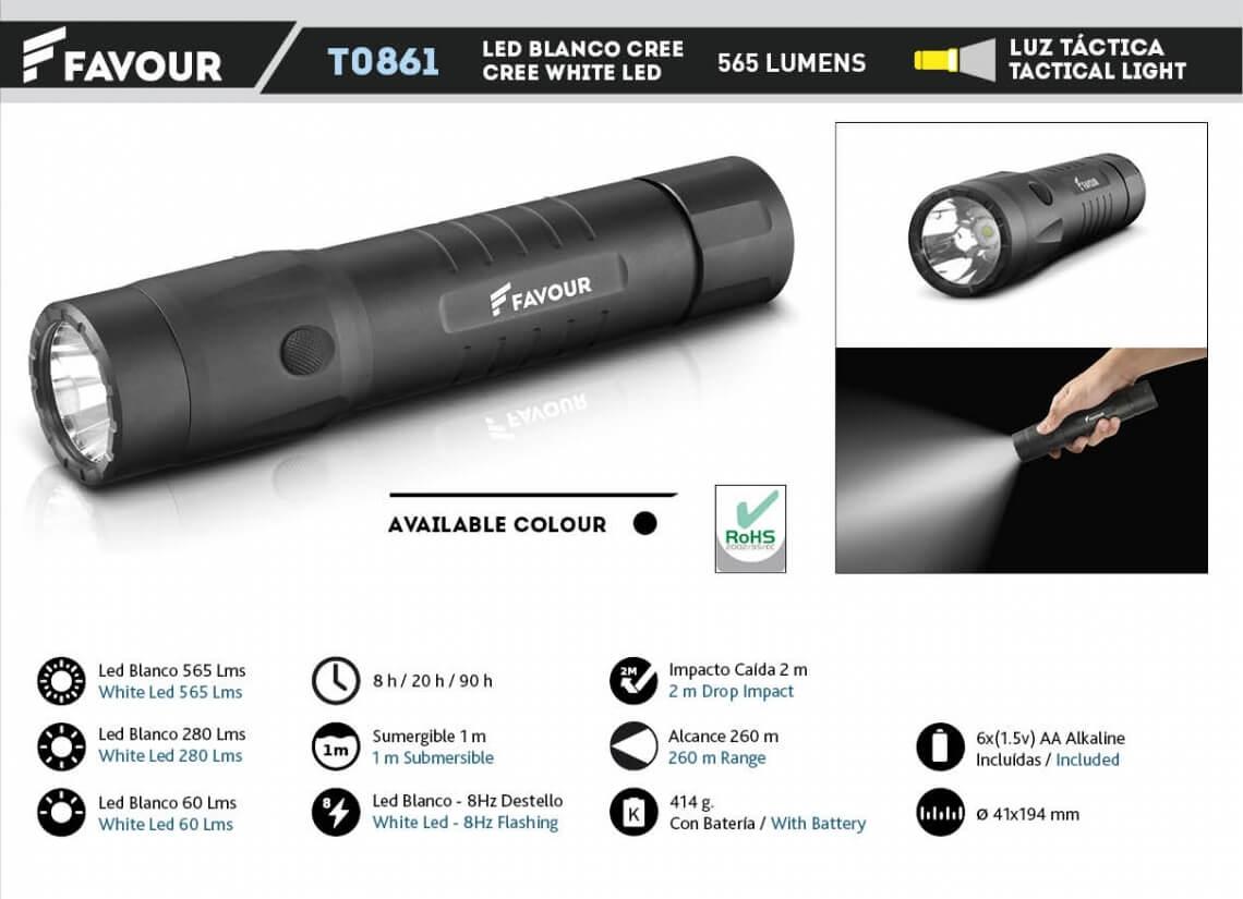 Lampe tactique à led blanche cree 565 lumens submersible à un mèt...