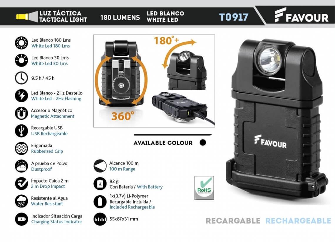 Lampe tactique LED blanche de 180 lumens avec une autonomie de ba...