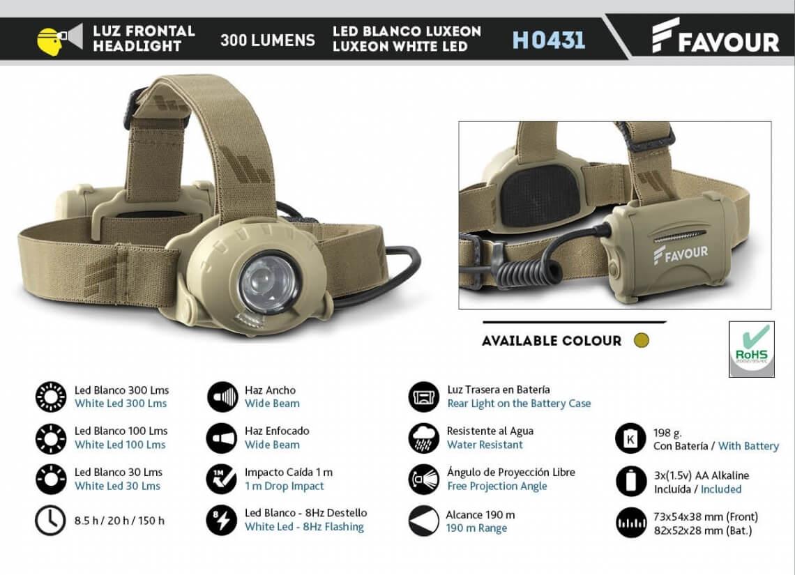 Éclairage avant avec LED camouflage de 300 lumens avec trois pile...