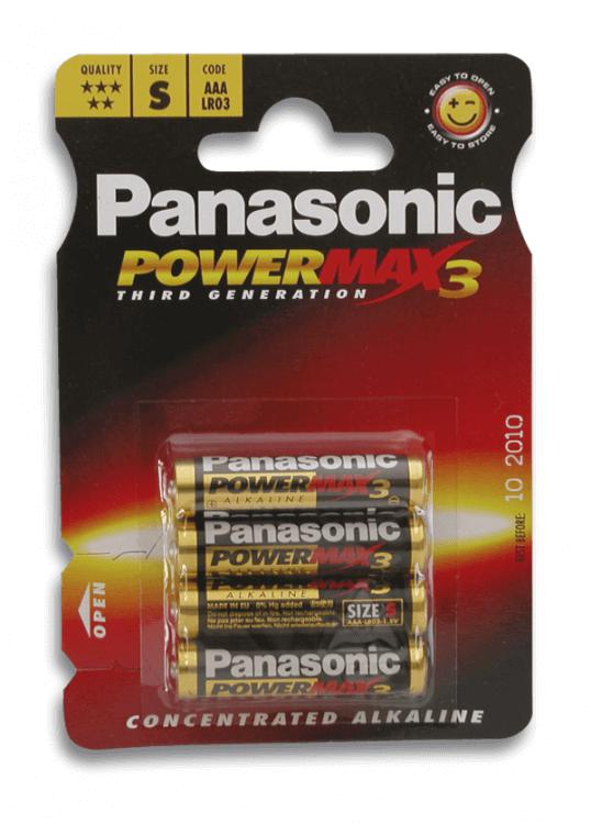 Quatre piles alcalines type LR03 Powermax3