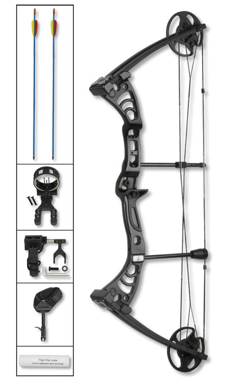 Arc à poulies avec poulies noires et poids de 55 livres