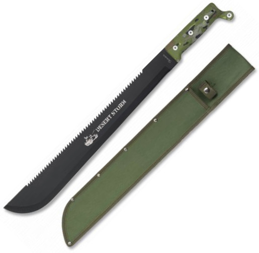 Desert Storm Machete with 41.5 cm black blade and camouflage gree...