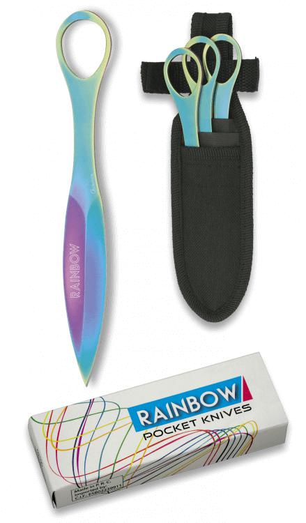 Conjunto de três facas de arremesso Rainbow com lâmina de 8,5 cm ...