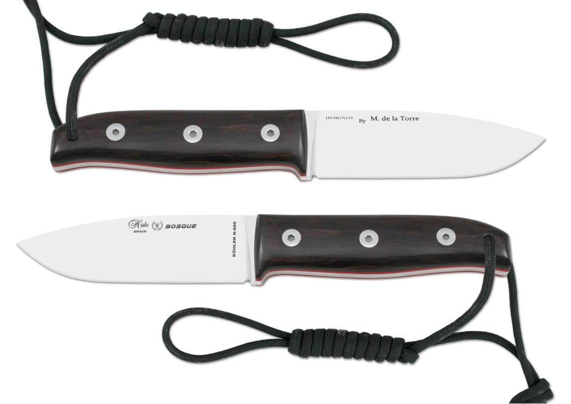 Nieto Bosque Bushcraftmesser mit Grenadillholzgriff und Bohler N695-Stahlklinge