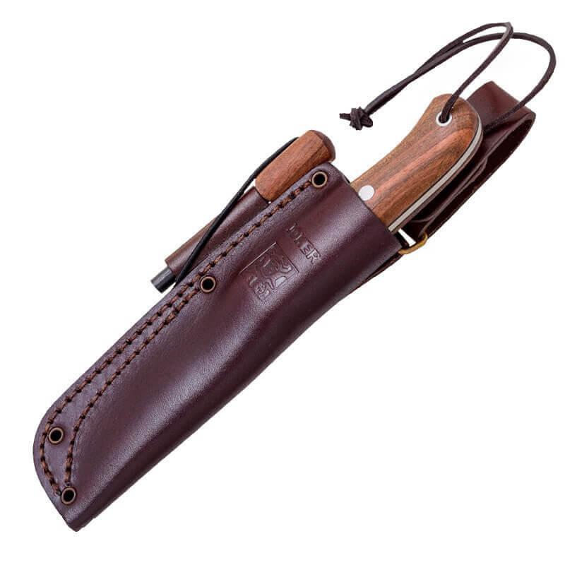 Couteau Bushcraft BS9 Campero en bois de noyer et Sandvik 14C28N avec silex