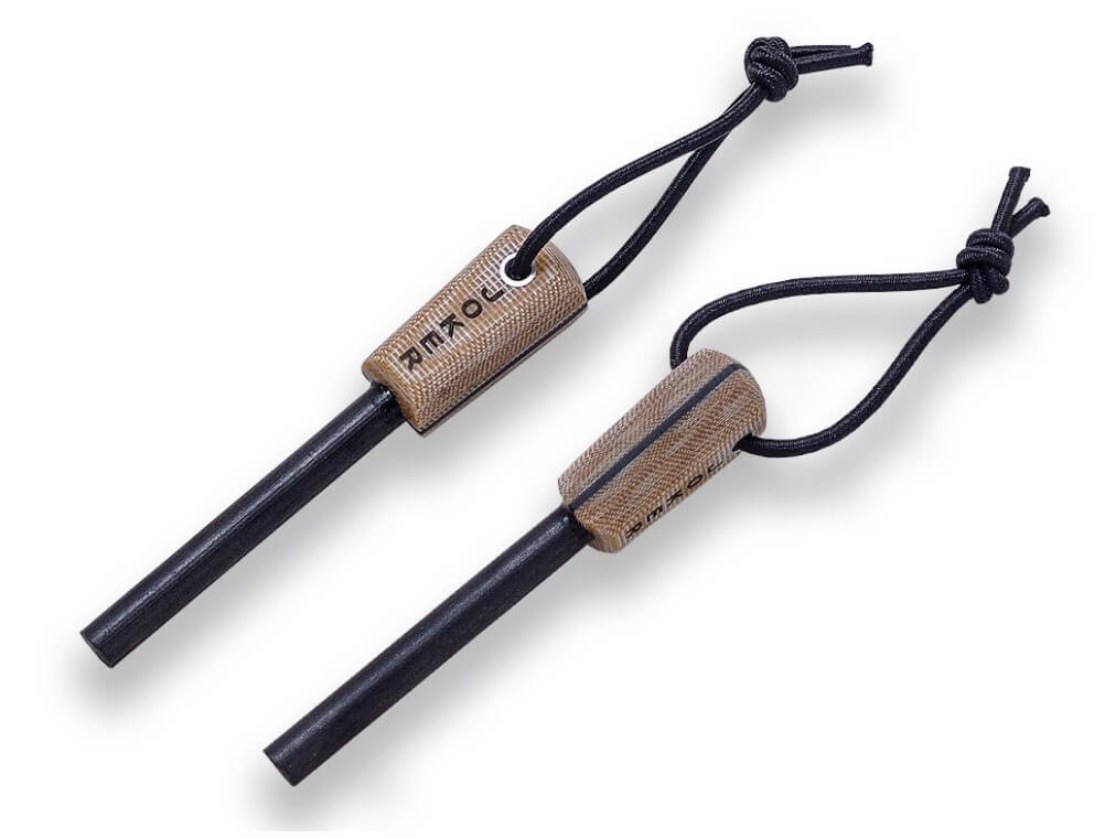 Faca bushcraft Joker BS9 Trampero com cabo em micarta bege e lâmina de 10 cm com pederneira