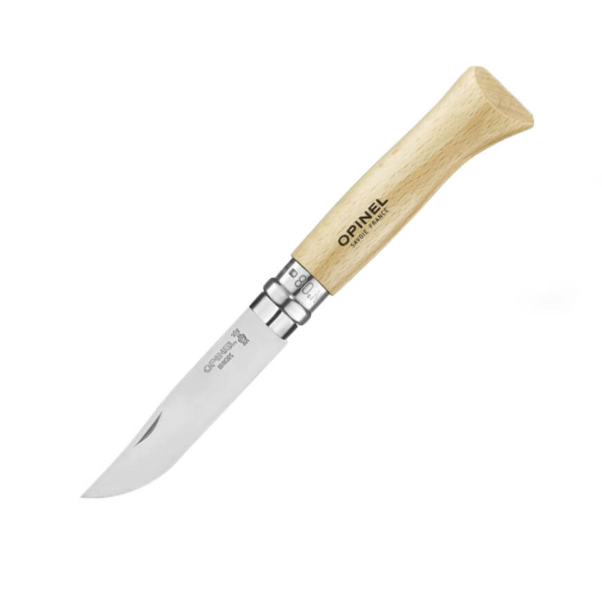 Opinel Nr. 8 mit Edelstahlklinge und lackiertem Buchenholzgriff
