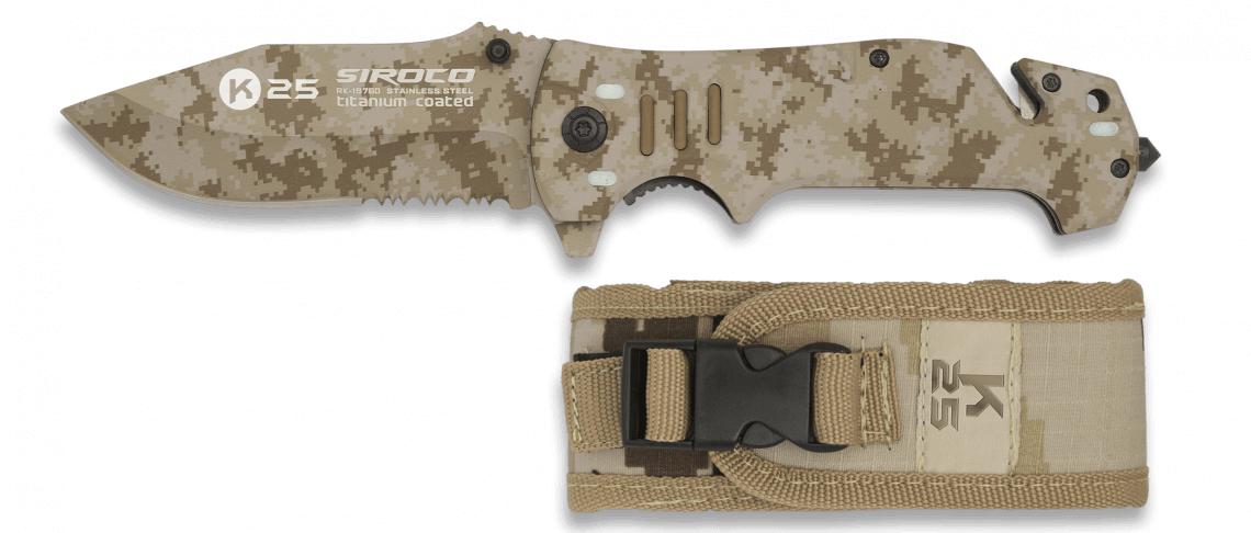 SIROCO arid camouflage color K25 taktisches Messer mit 9,3 cm Kli...