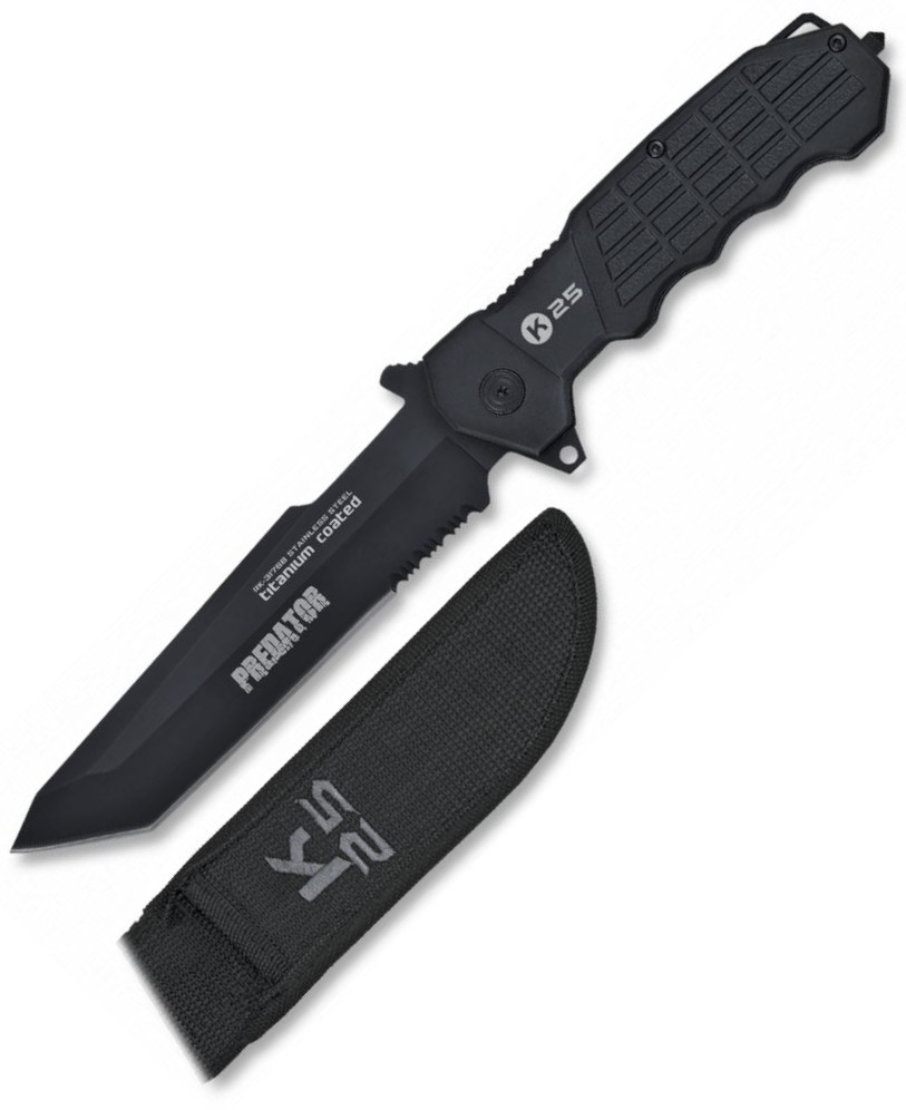 Faca K25 PREDATOR BLACK com bainha e lâmina de 14 cm de comprimen...