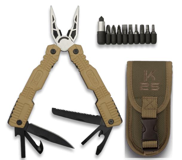 Alicate multiusos K25 cor coiote com bainha e conjunto de pontas,...