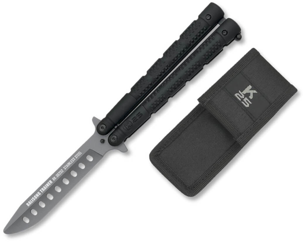 Faca borboleta de treinamento tático K25 preta com lâmina de 9,8 ...