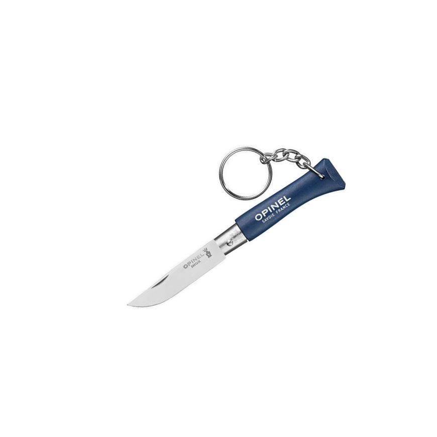 Opinel Origins N04 Schlüsselanhänger Taschenmesser. Blaue Farbe.