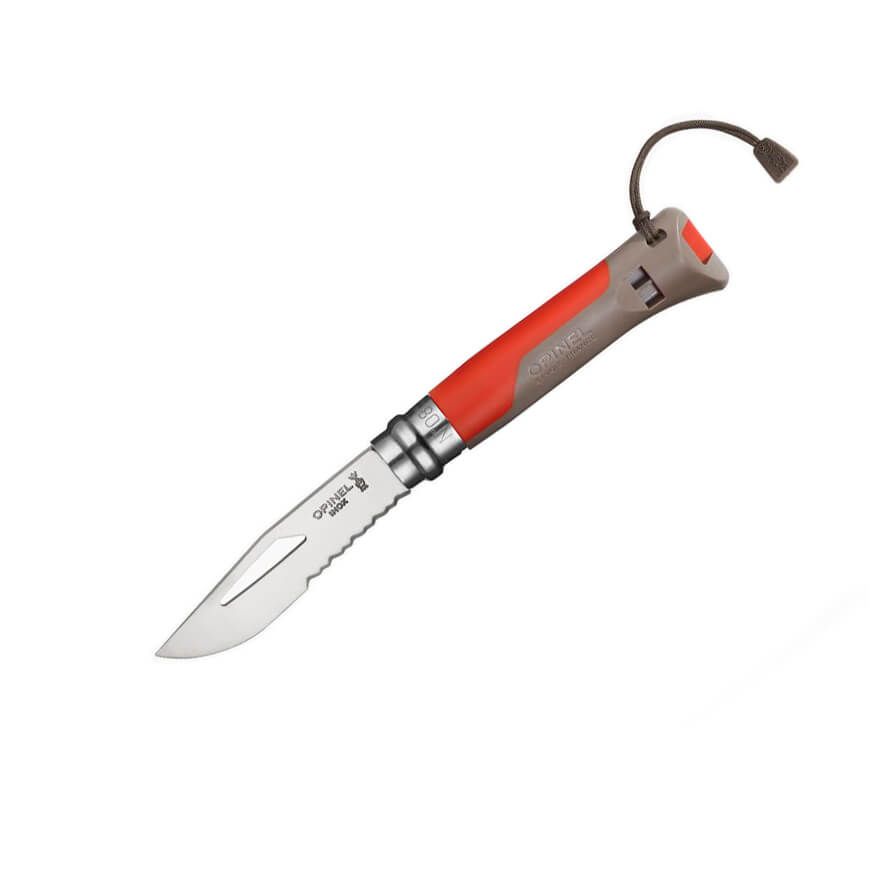 Opinel Outdoor Nº 8 Taschenmesser mit Wellenschliff und braunem u...