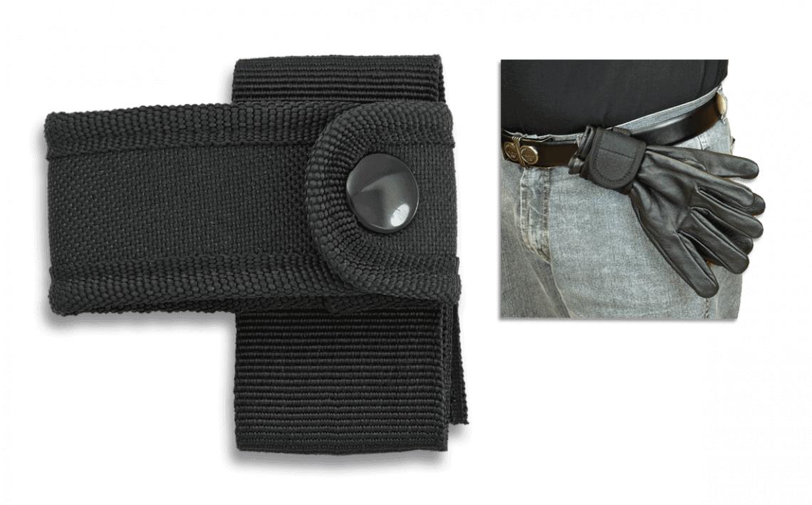 Porta guanti nero barbarico in posizione orizzontale