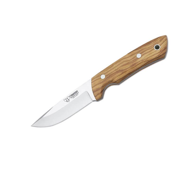 Cuchillo desollador con cachas de madera de olivo. Hoja de acero ...