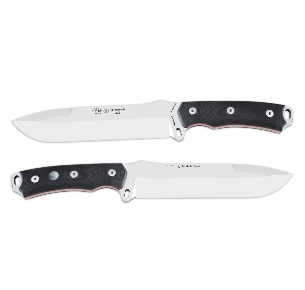 Nieto Chamán XXL Bushcraftmesser mit schwarzem G10-Griff und 19,5 cm langer Bohler N690Co-Stahlklinge