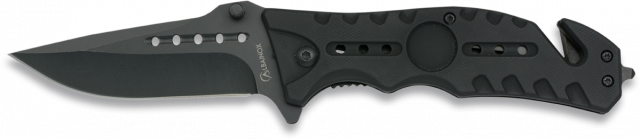 Tactical pocket knife with clip, glass breaker, seat belt cutter ...