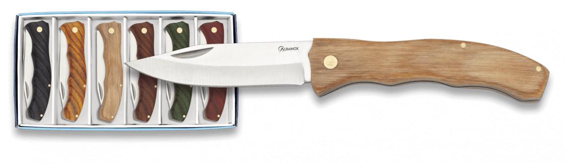 Conjunto de seis canivetes Albainox com cabo de madeira em cores ...