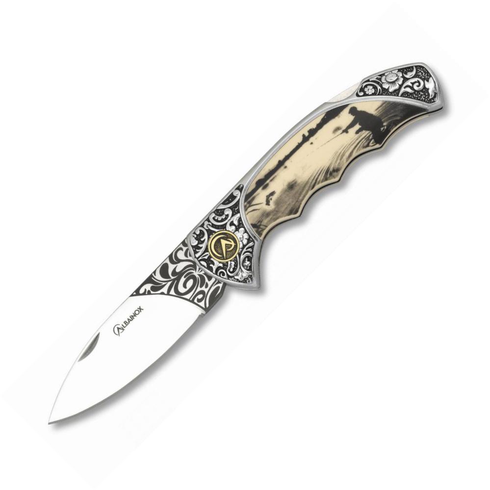 Navaja Albainox decorada con pescador, bloqueo trasero y hoja de ...