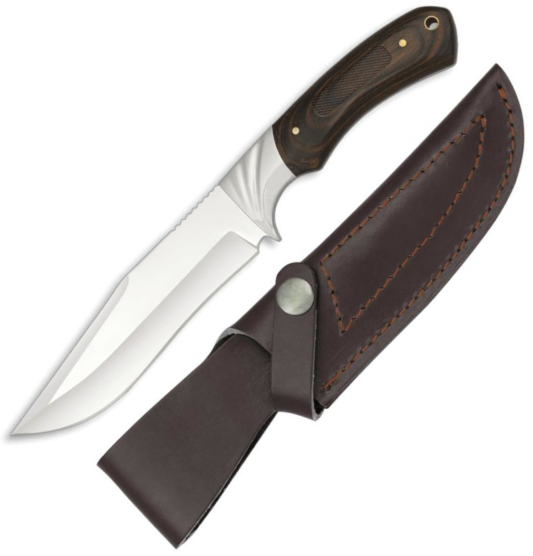 Cuchillo caza Albainox con mango de stamina CNC, funda de piel y ...