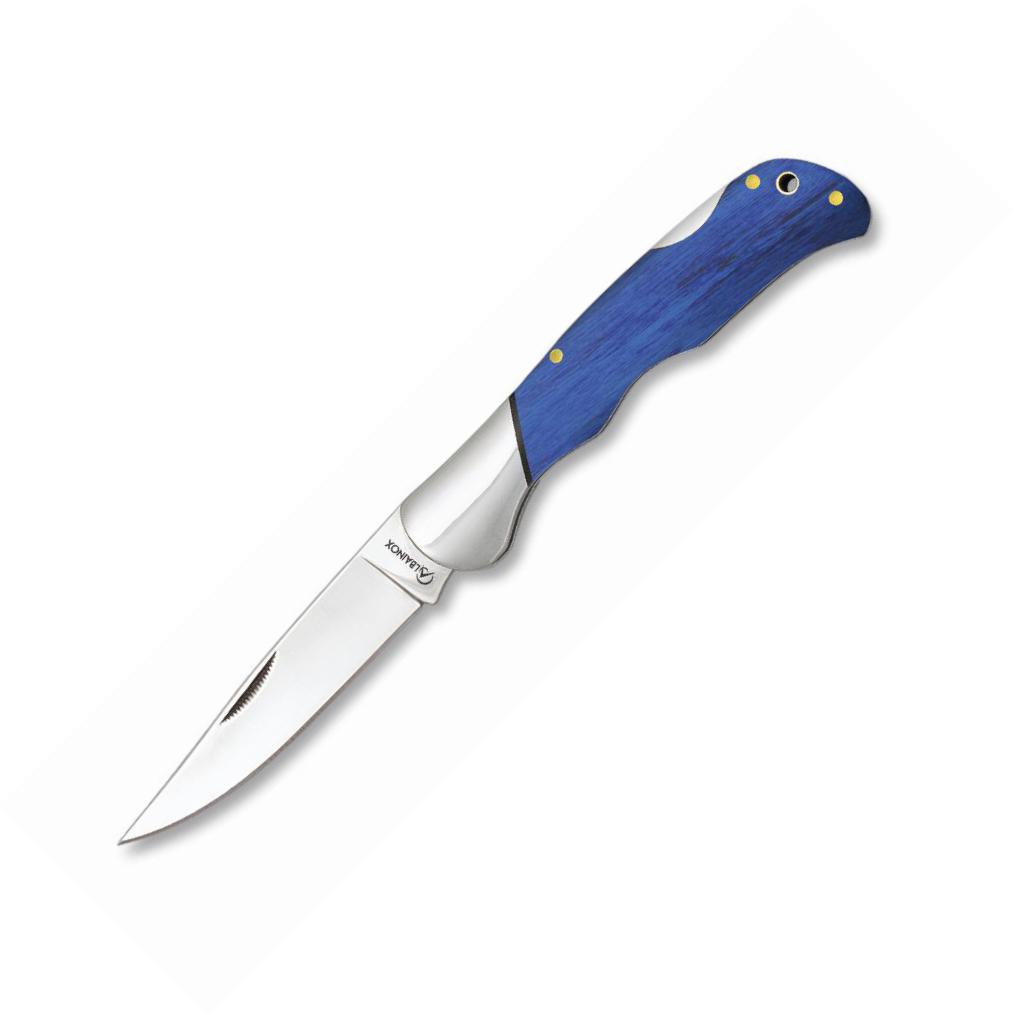 Albainox pocket knife with rear lock, blue stamina handle and 7.8...