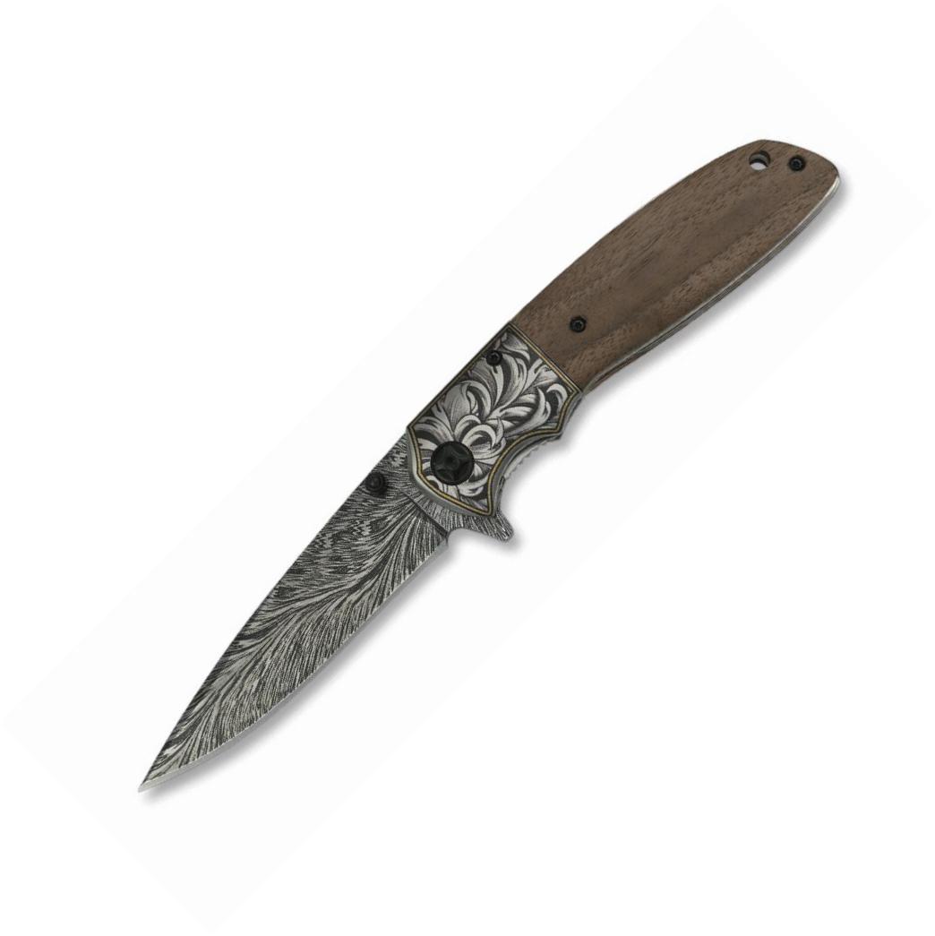 Albainox pocket knife with wooden handle and 9.6 cm 3D decorated ...