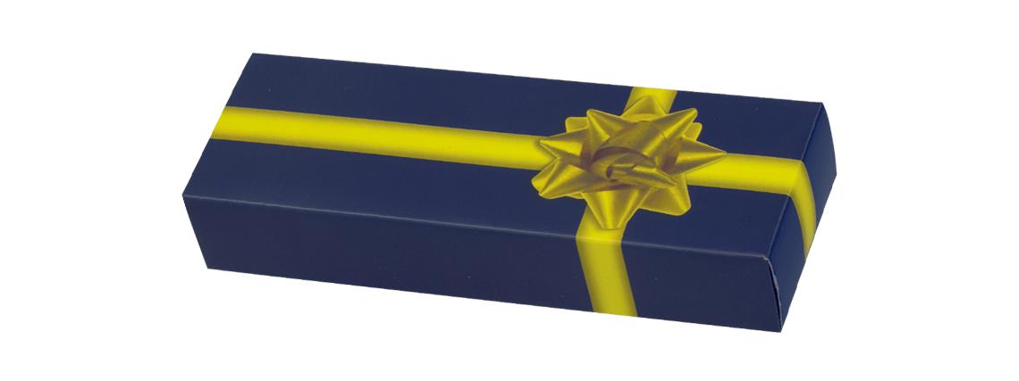 Blaue und gelbe Präsentationsbox