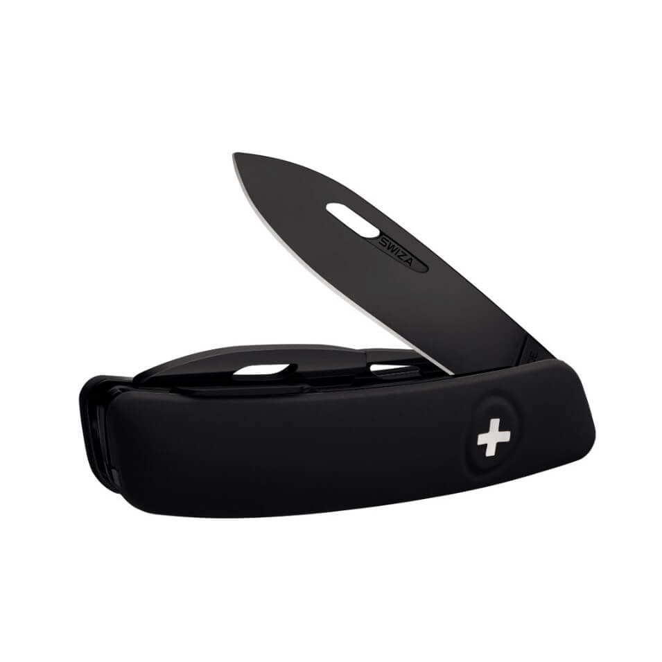 Swiza All Black Mehrzweckmesser mit 11 Funktionen KNI.0033.1010