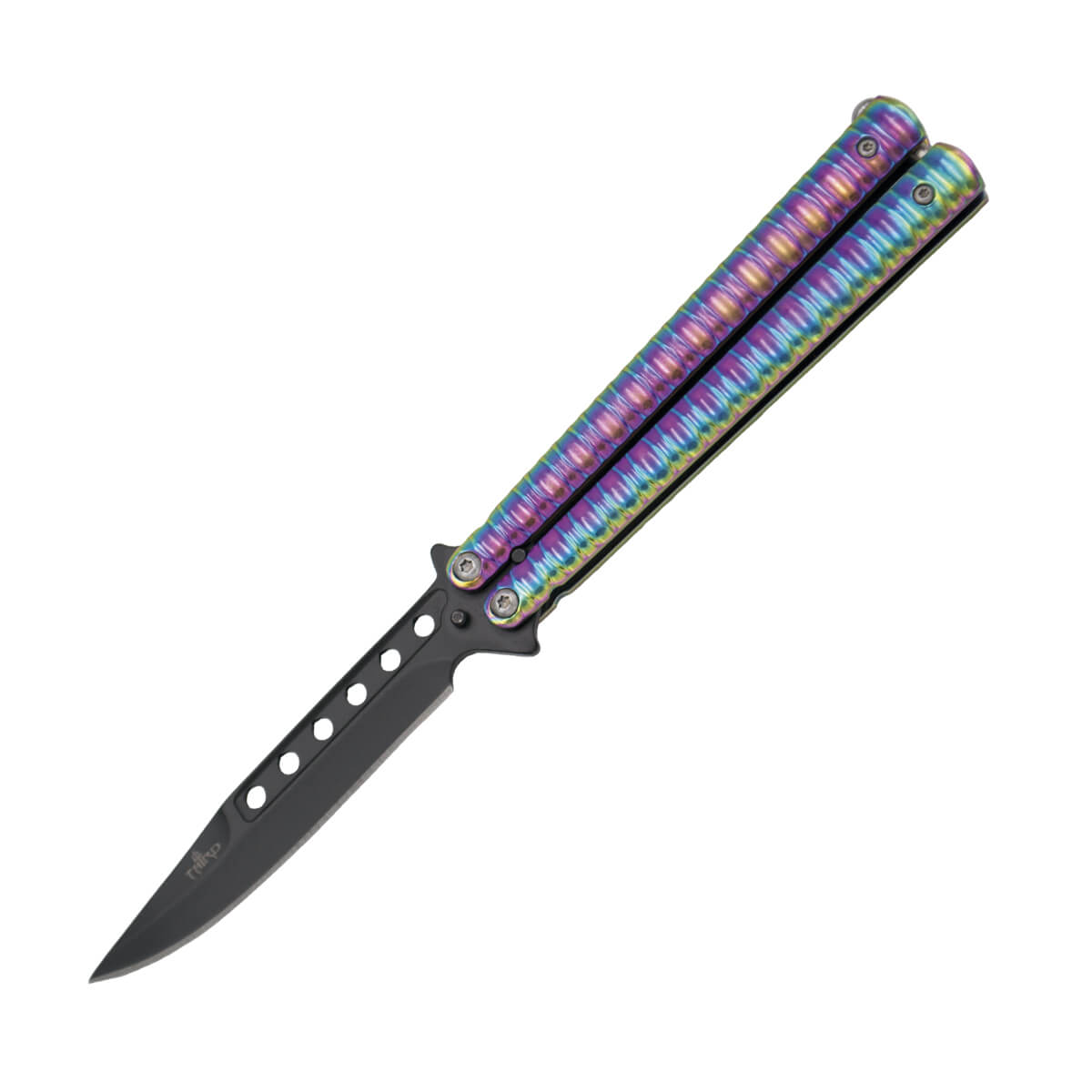 Navaja mariposa rainbow con hoja negra de 10 cm 16071N
