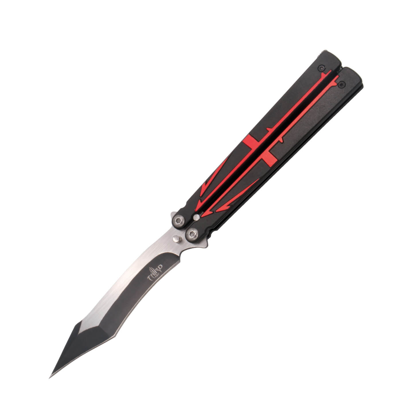 Navaja mariposa negra y roja con hoja de 12.6 cm K2805BKR