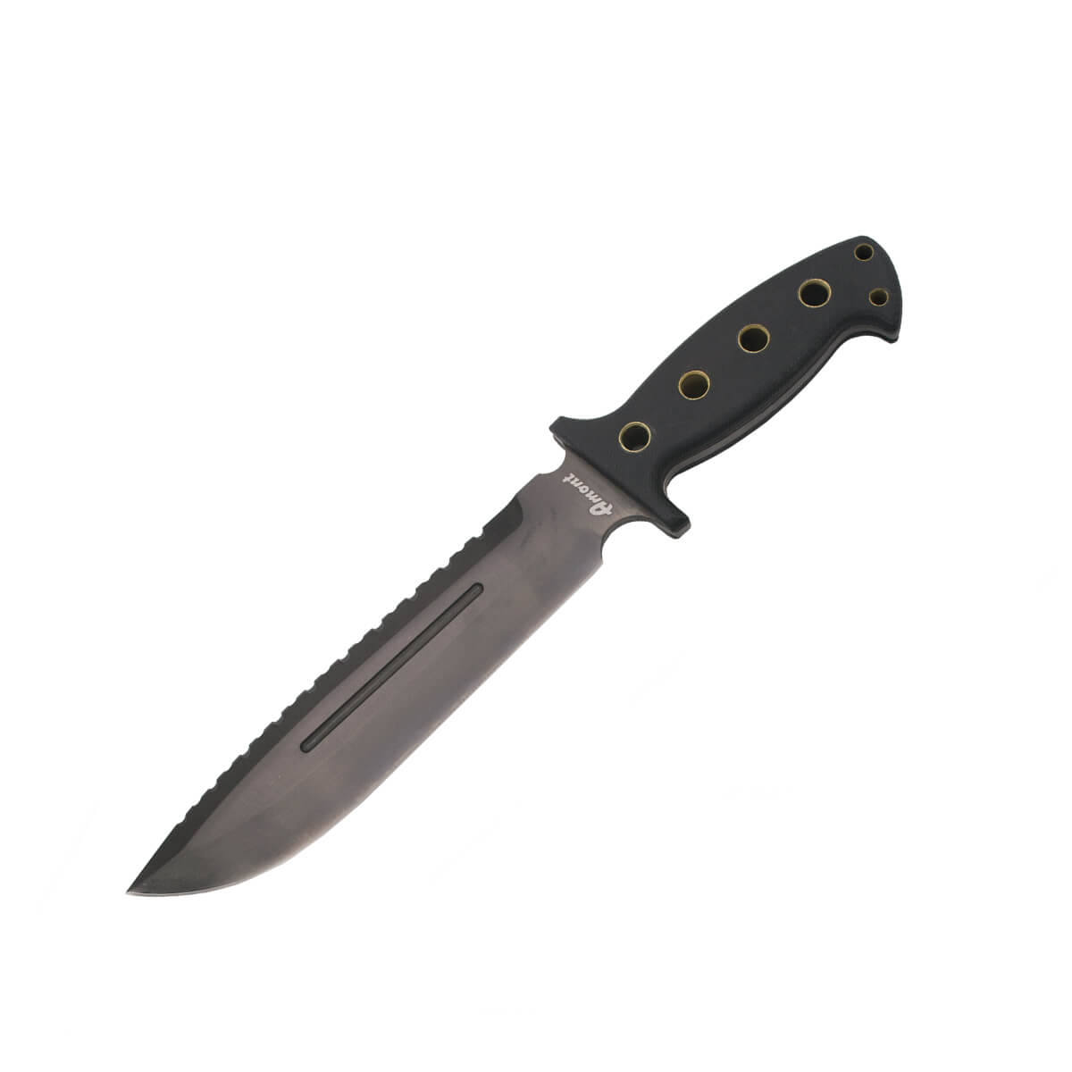 Tactical knife with black 440 steel blade of 22 cm and G10 handle...