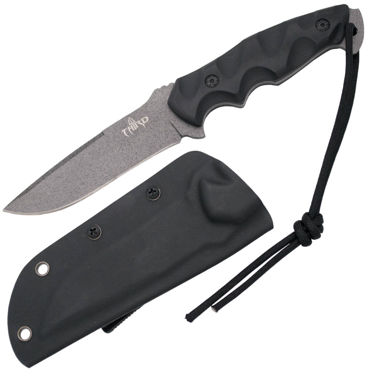 Taktisches Messer mit grauer Titanklinge und schwarzem G10-Griff