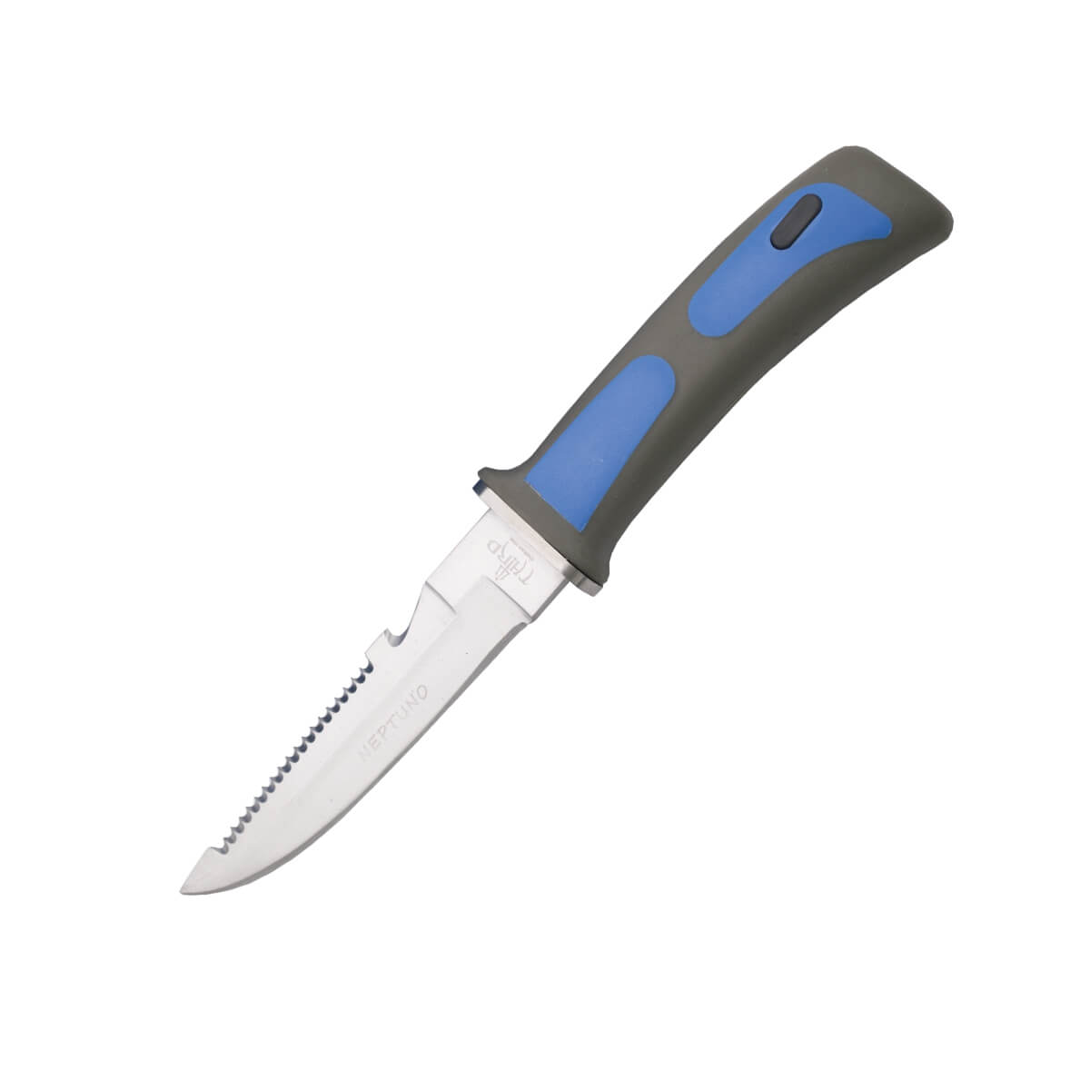 Cuchillo de submarinismo azul con funda de ABS azul