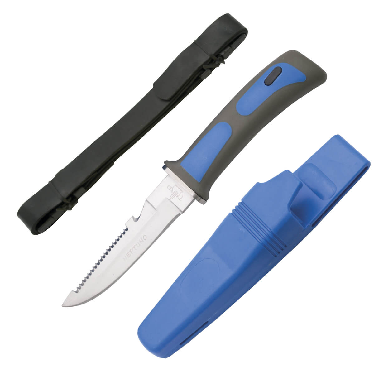 Coltello subacqueo blu con fodero in ABS blu
