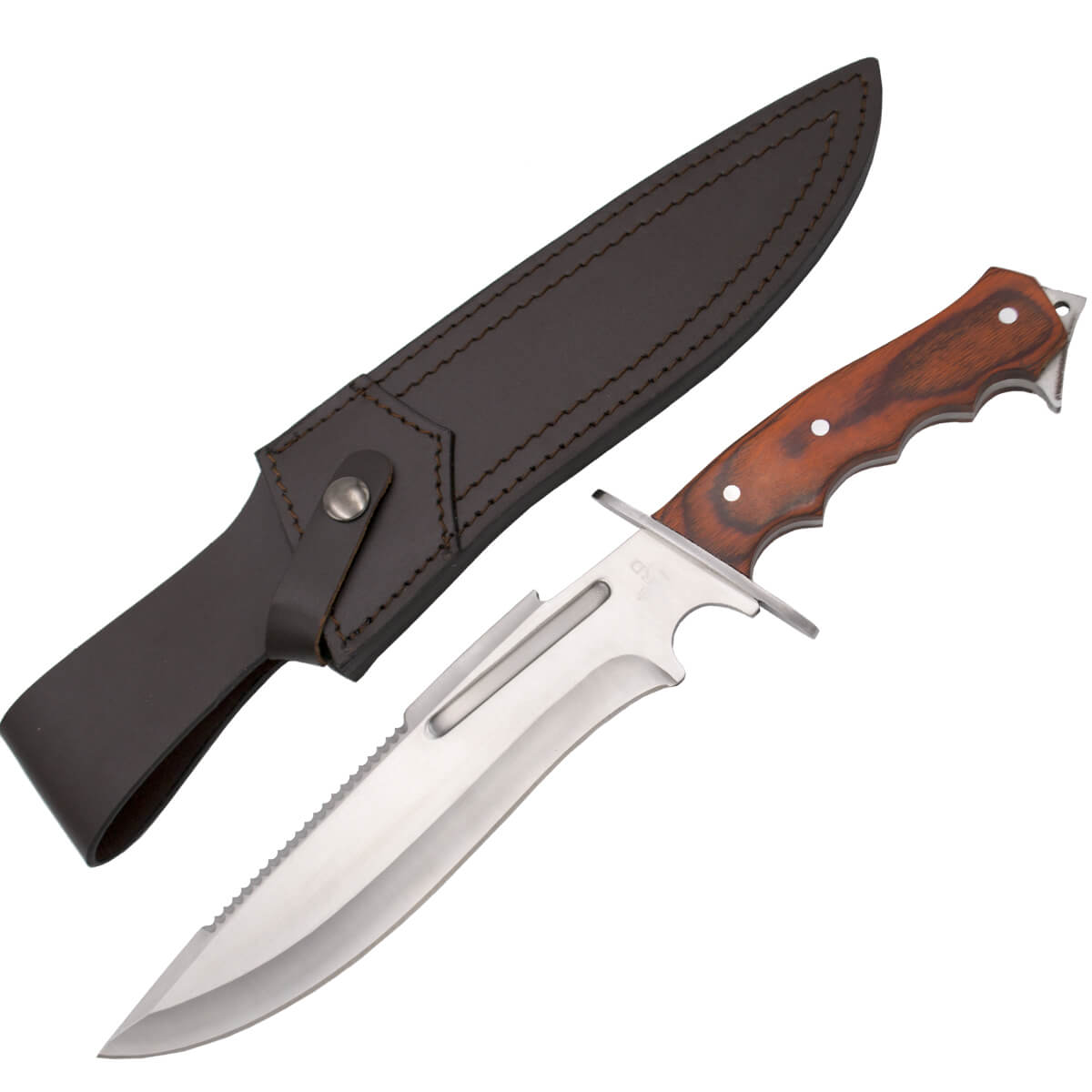 Couteau de chasse avec lame en acier inoxydable de 23,4 cm et manche en bois de pakka