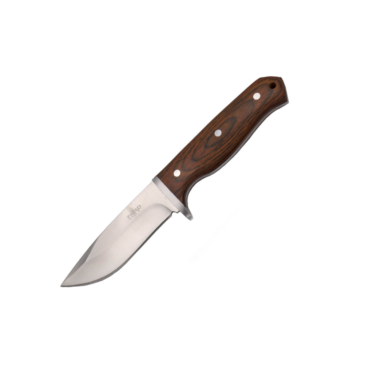 Einteiliges Jagdmesser mit 10,6 cm langer Klinge und Holzgriff mi...